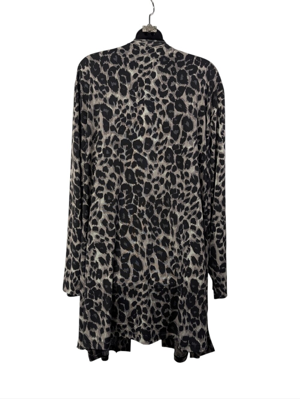 Jessica London Leopard Print Cardigan Sz 26/28 Black Gray Open Front Long Sleeve - Picture 2 of 8